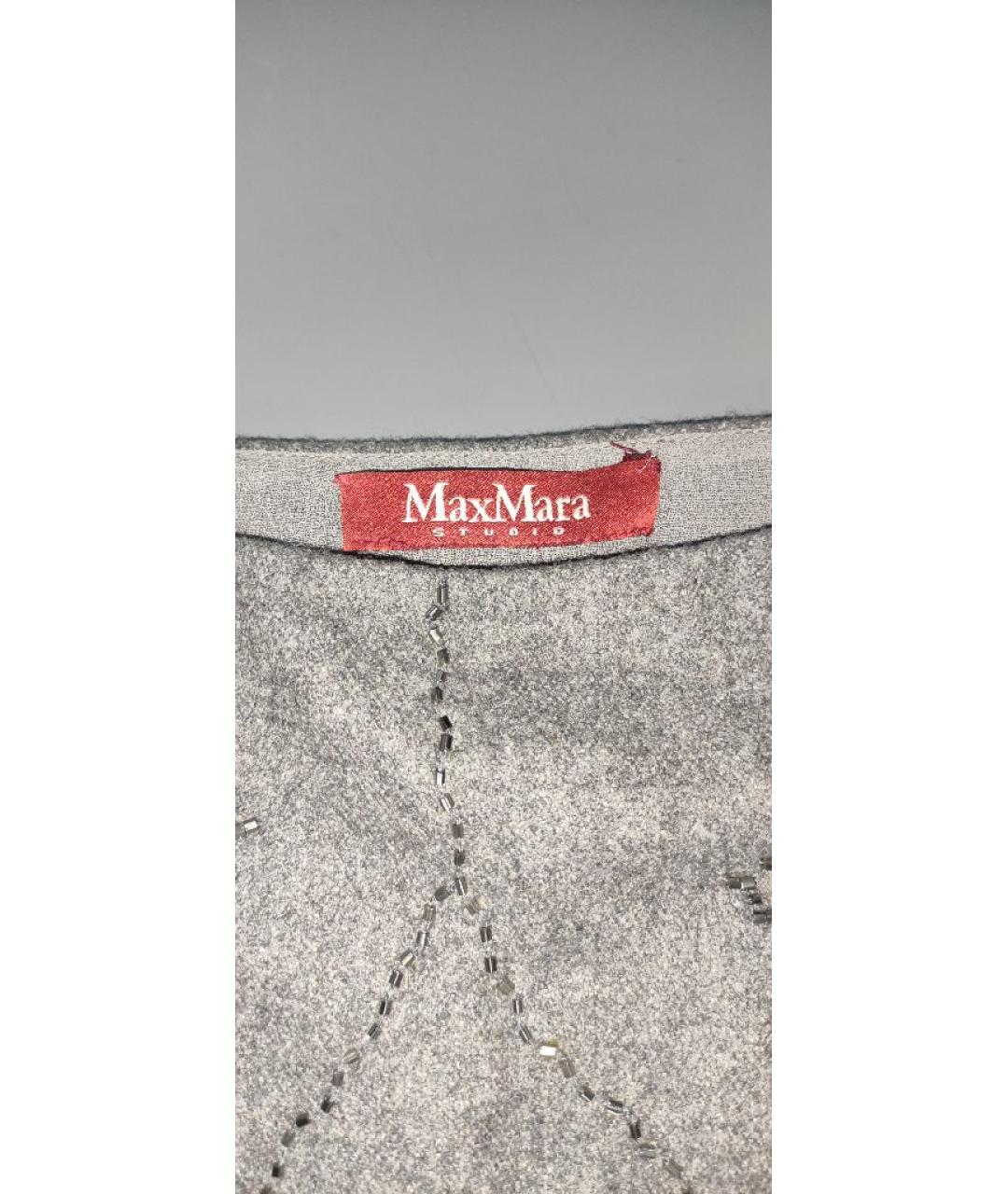 MAX MARA Серая шерстяная юбка миди, фото 3