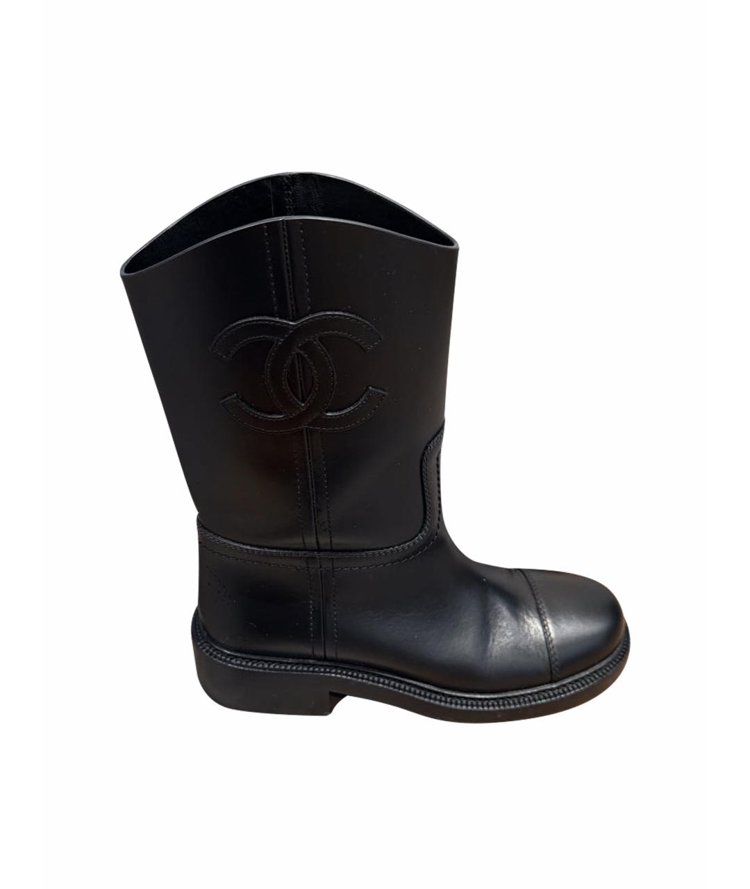 CHANEL Черные кожаные полусапоги, фото 1