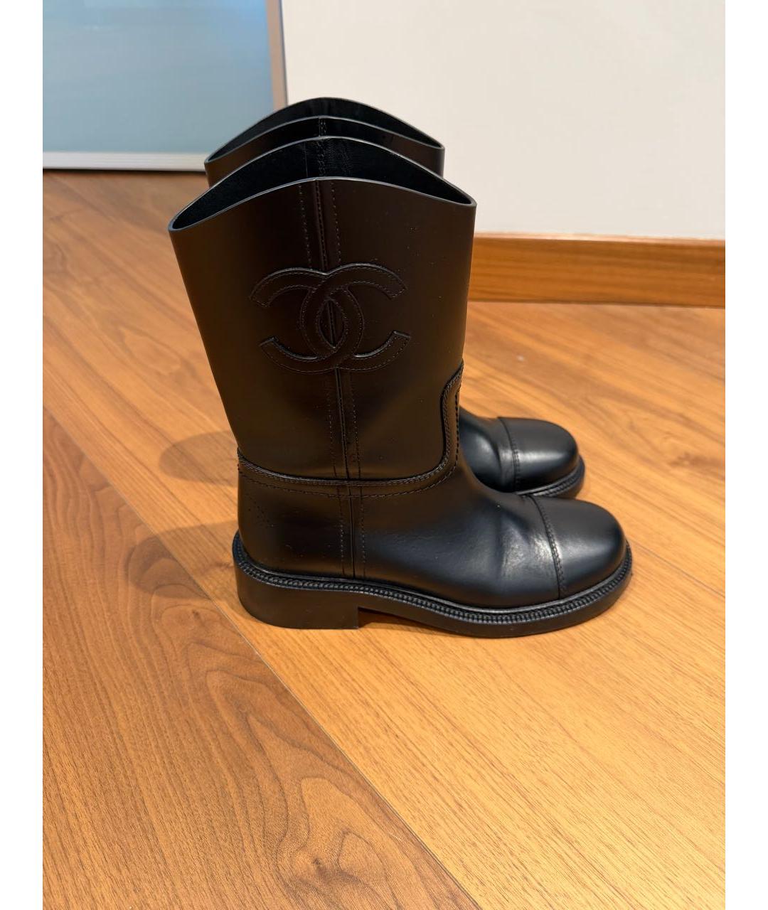 CHANEL Черные кожаные полусапоги, фото 8