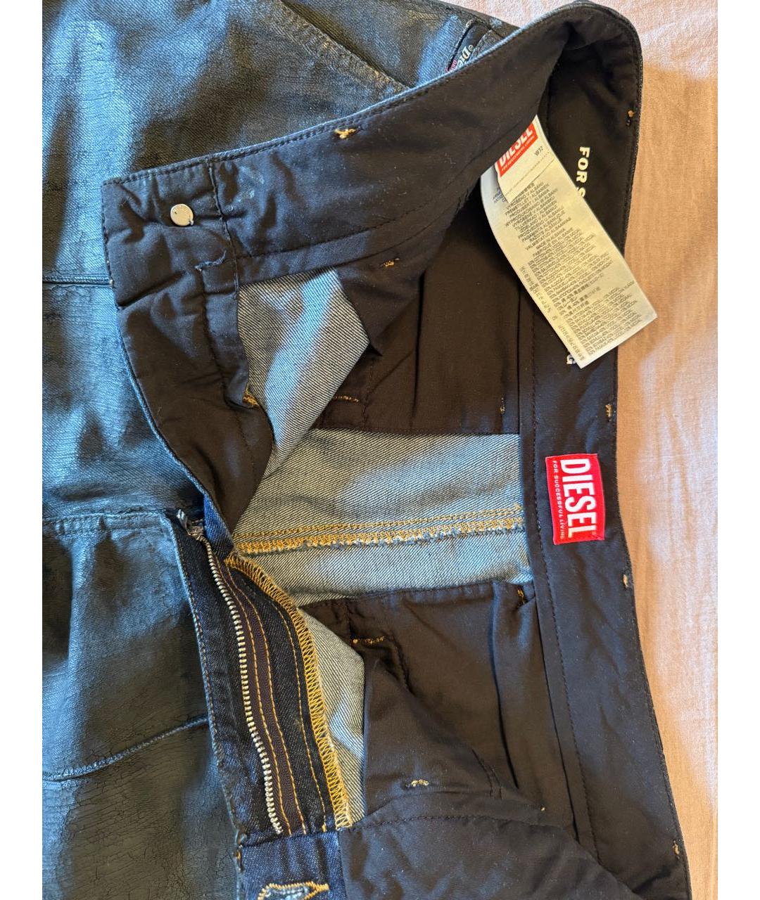 DIESEL Антрацитовые хлопковые прямые джинсы, фото 3