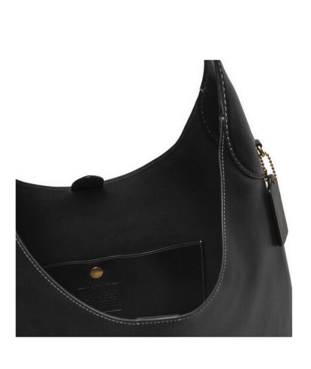 COACH Черная кожаная сумка тоут, фото 3