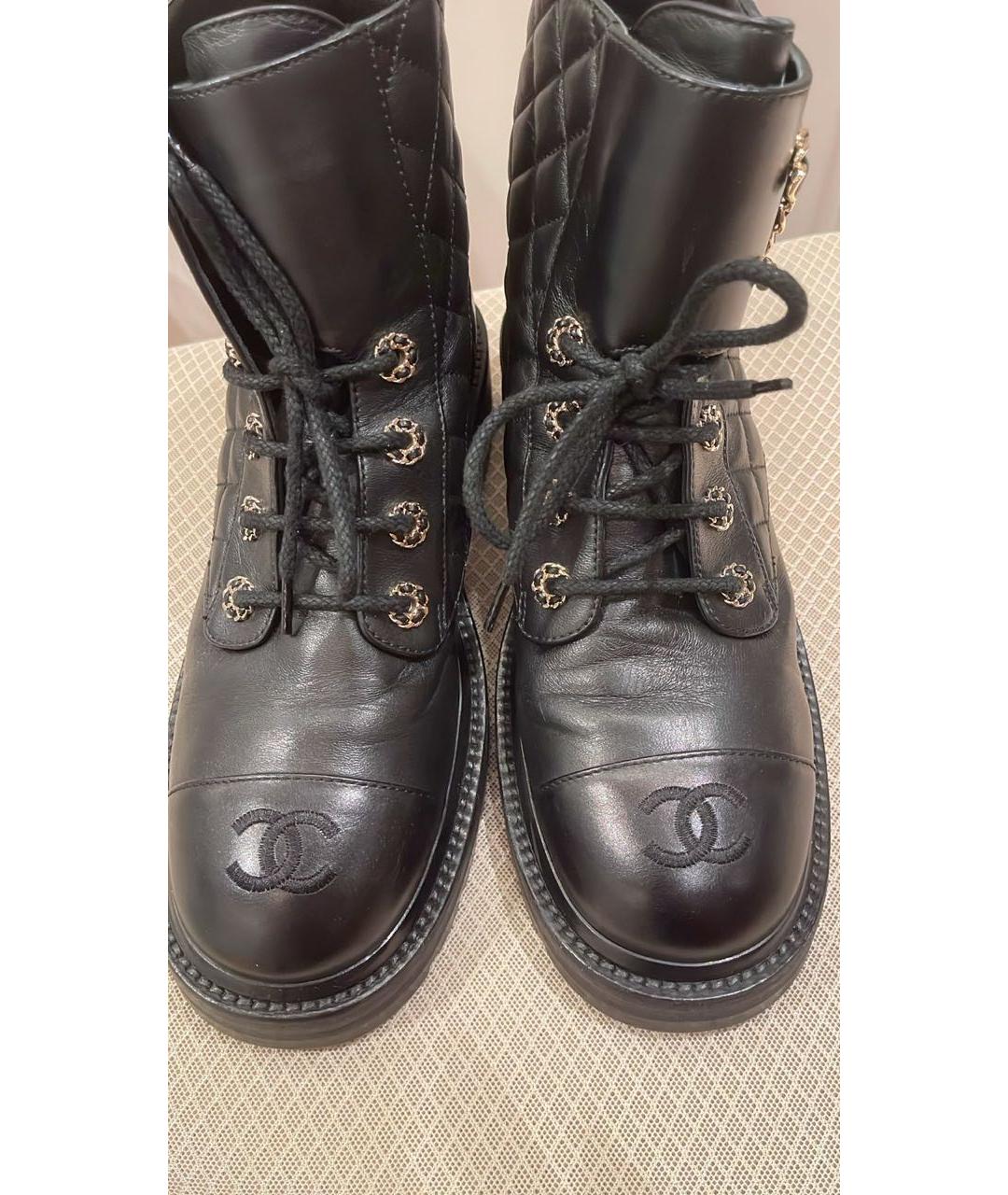 CHANEL Черные кожаные ботинки, фото 6