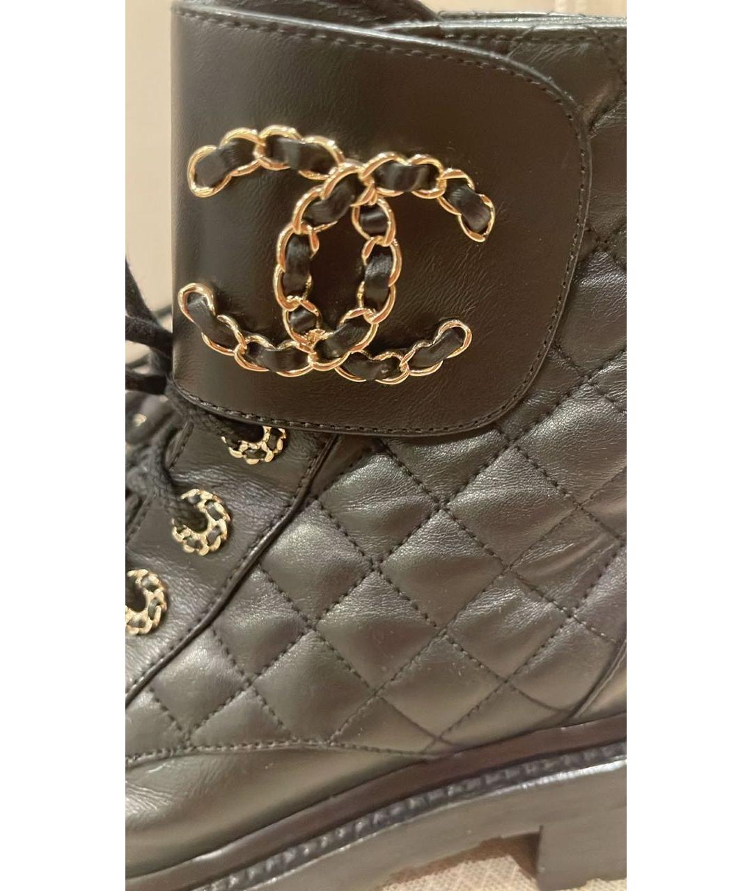 CHANEL Черные кожаные ботинки, фото 4