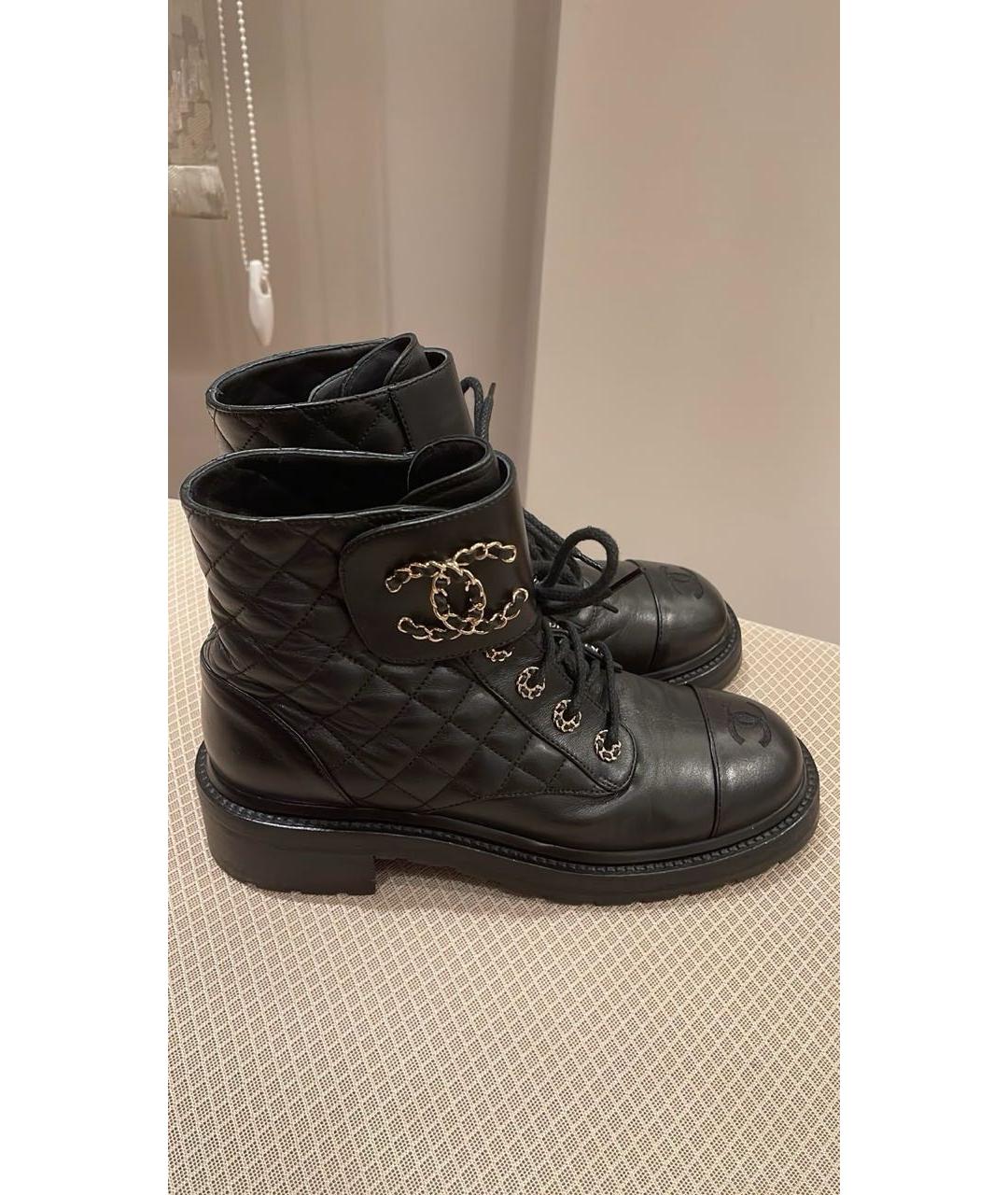 CHANEL Черные кожаные ботинки, фото 7