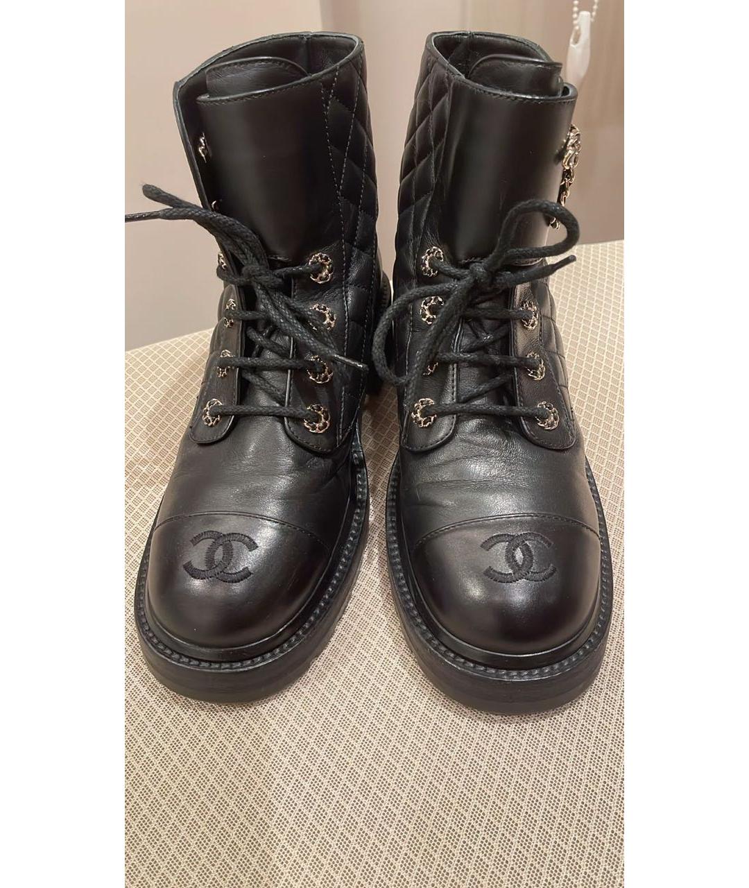 CHANEL Черные кожаные ботинки, фото 2