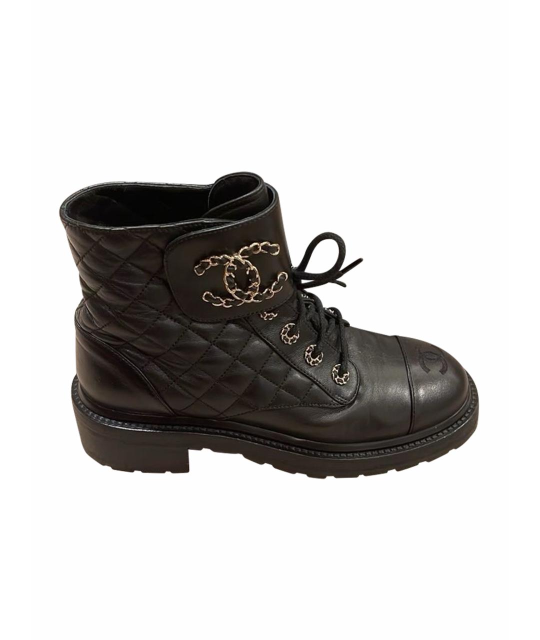 CHANEL Черные кожаные ботинки, фото 1