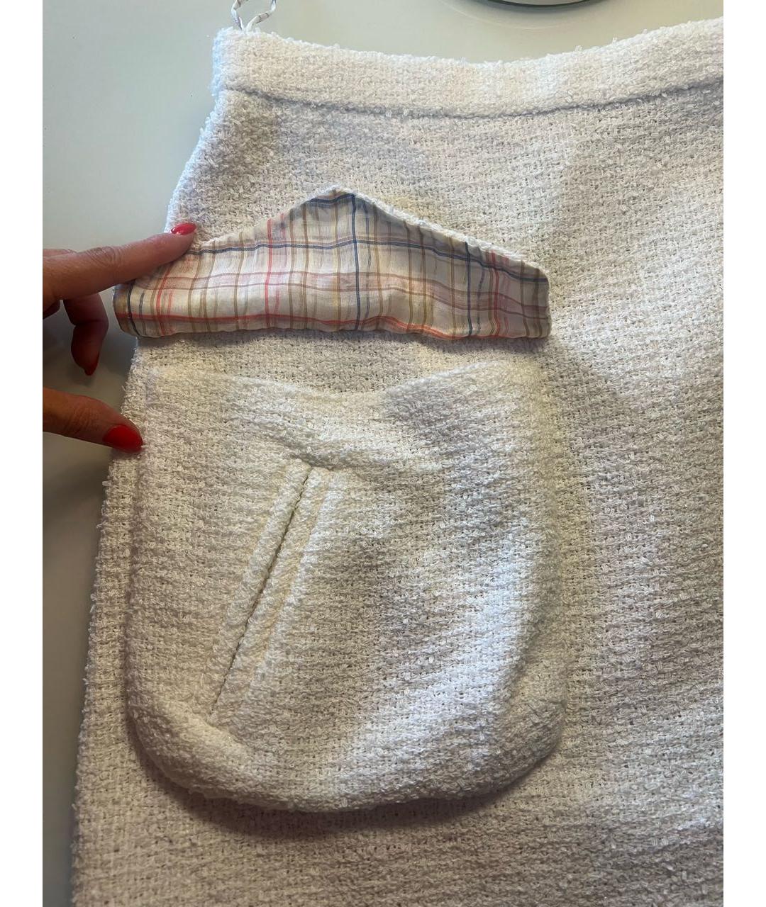 CHANEL Белая шерстяная юбка мини, фото 2