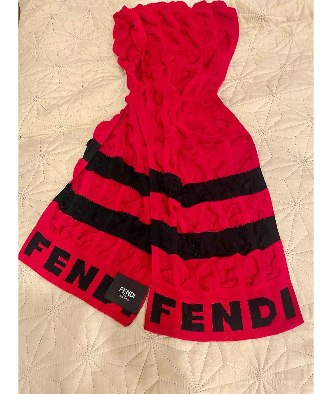 FENDI Красный кашемировый шарф, фото 3