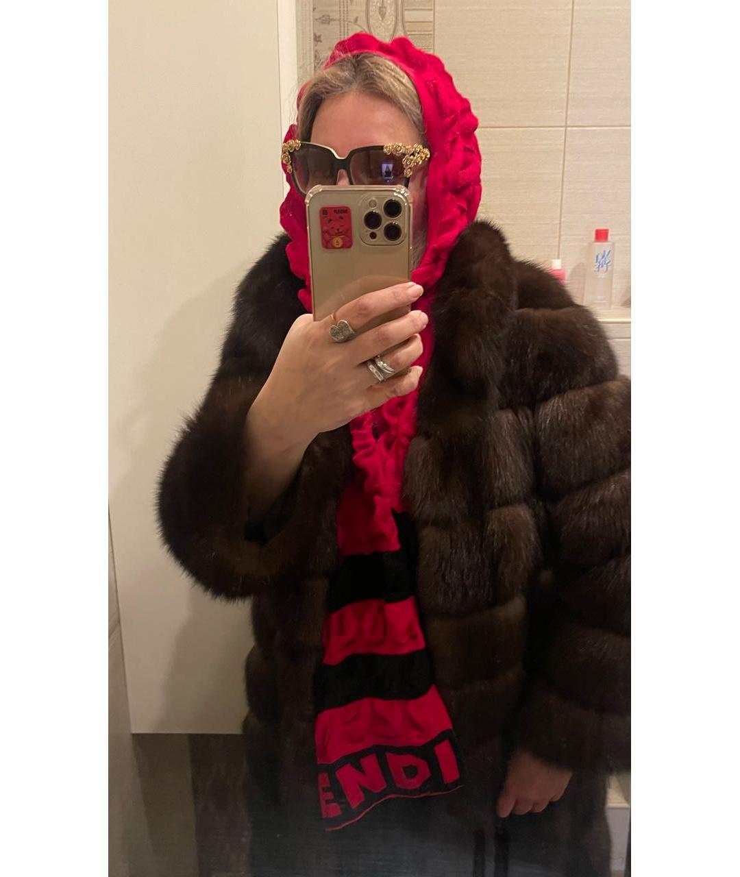 FENDI Красный кашемировый шарф, фото 5