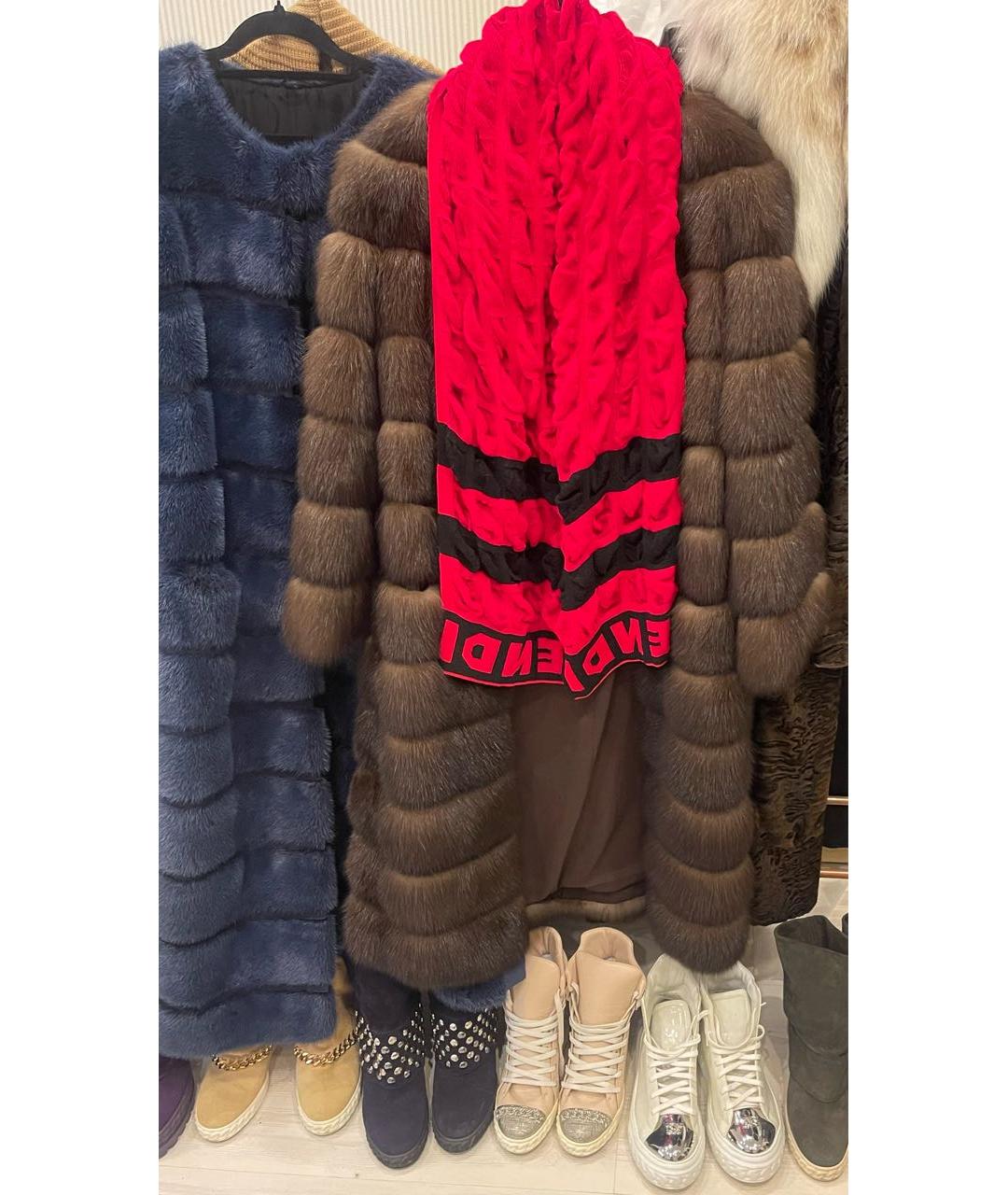 FENDI Красный кашемировый шарф, фото 4