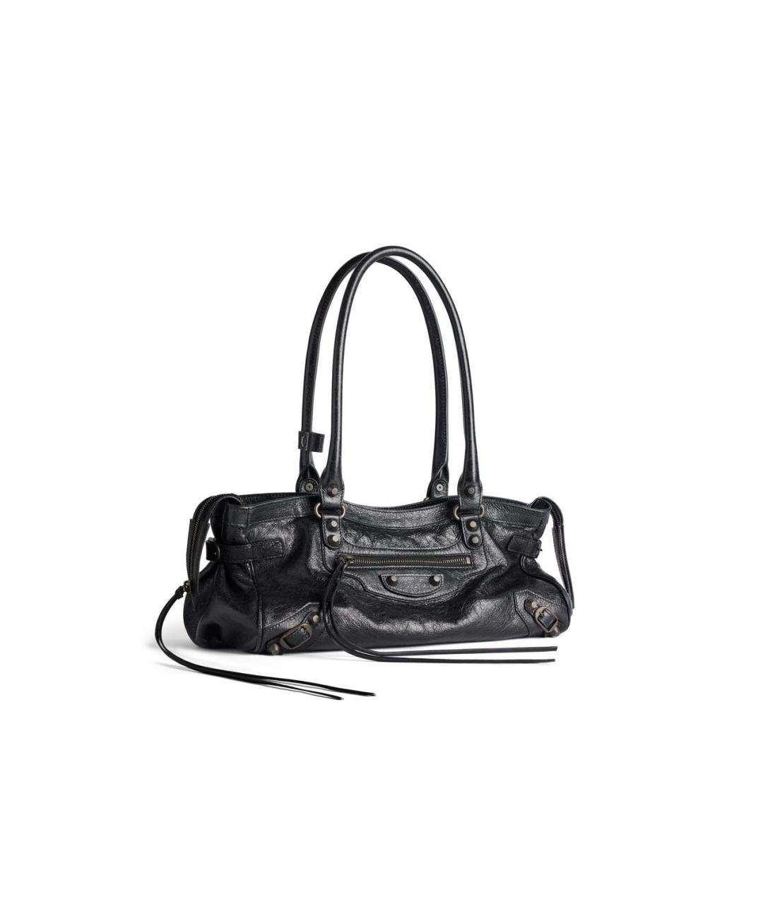 BALENCIAGA Черная кожаная сумка с короткими ручками, фото 5