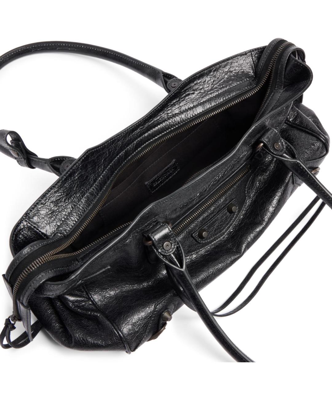 BALENCIAGA Черная кожаная сумка с короткими ручками, фото 4