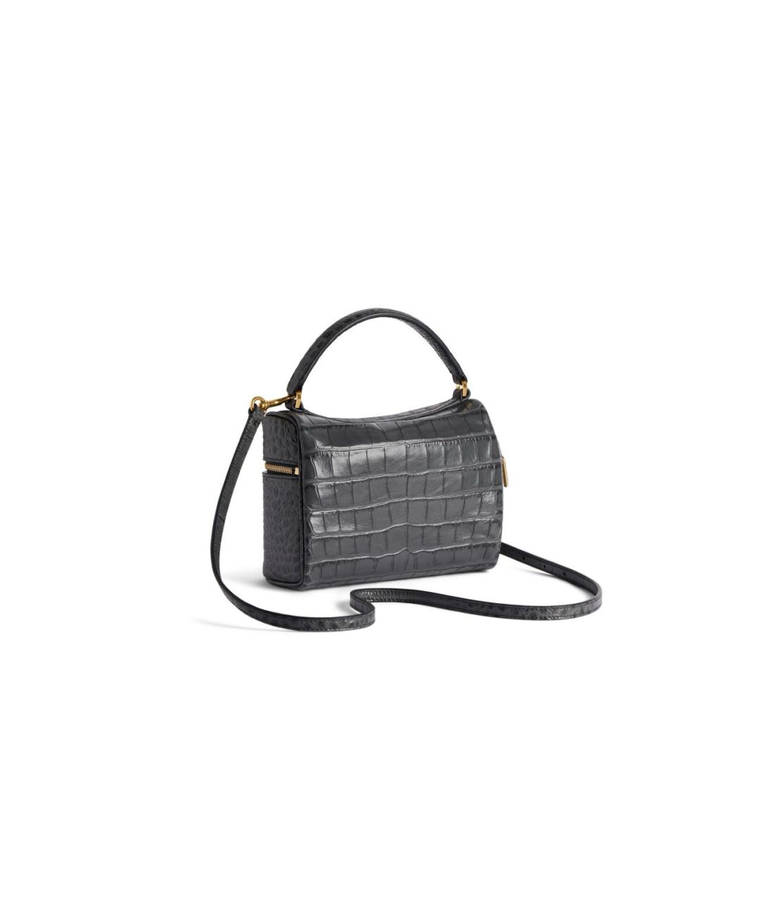 BALENCIAGA Темно-синяя кожаная сумка с короткими ручками, фото 5