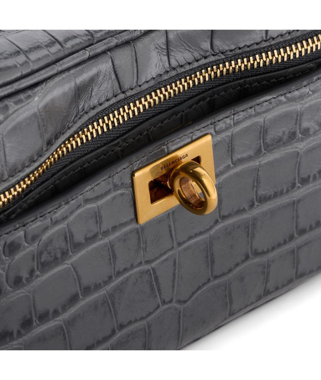 BALENCIAGA Темно-синяя кожаная сумка с короткими ручками, фото 4