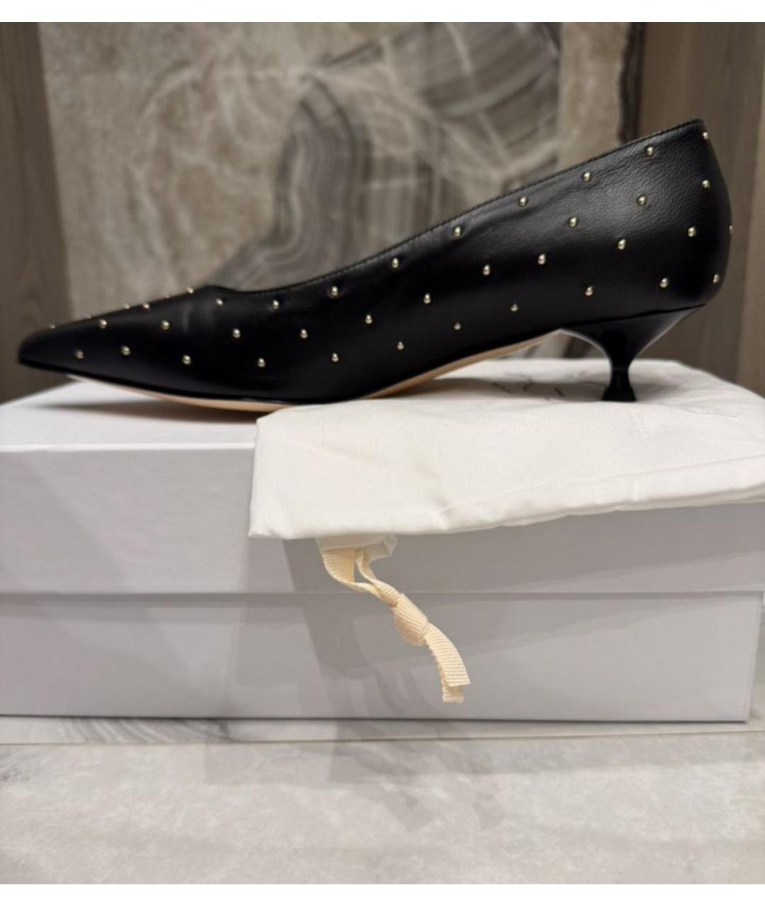 AGL Черные кожаные лодочки на низком каблуке, фото 5