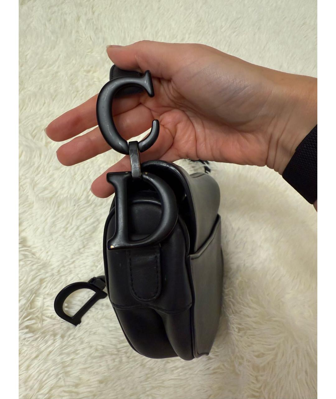 CHRISTIAN DIOR Черная кожаная сумка с короткими ручками, фото 4