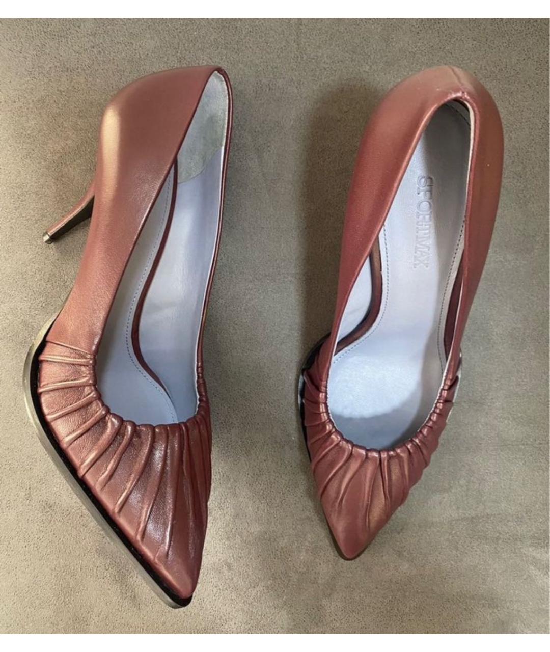 SPORTMAX Бордовые кожаные туфли, фото 5