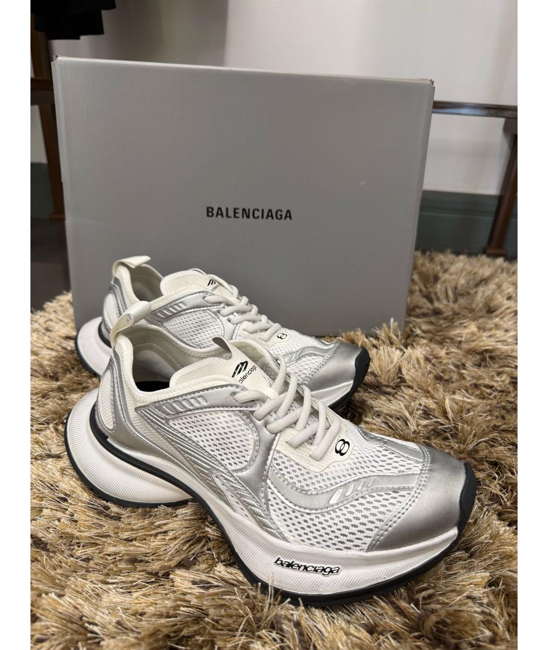 BALENCIAGA Серебряные текстильные кроссовки, фото 4