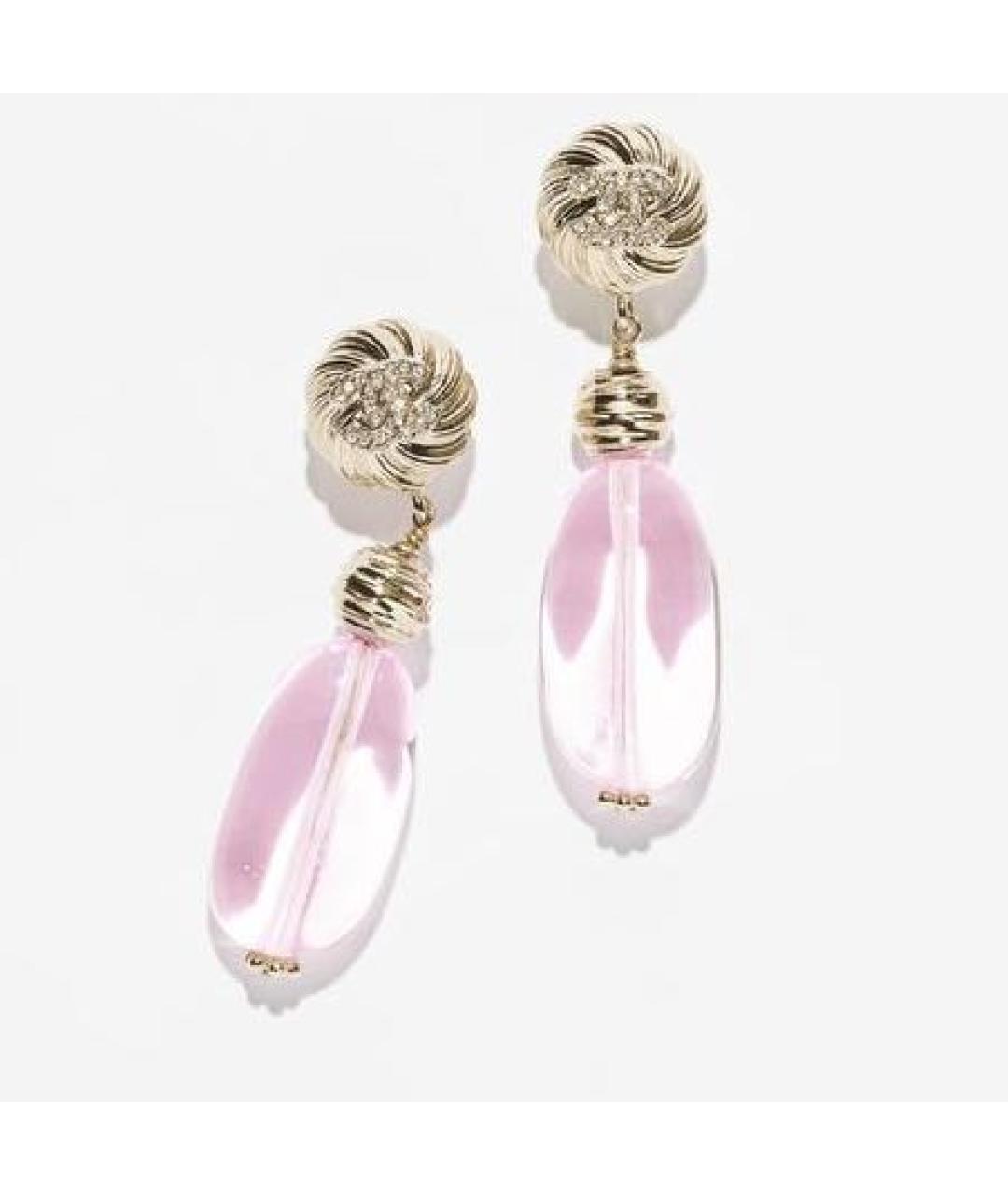 CHANEL Розовые металлические серьги, фото 3