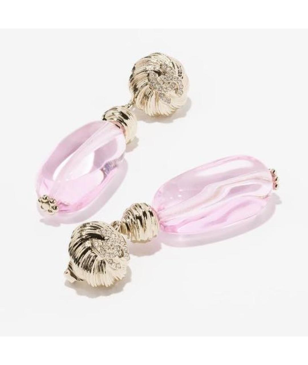 CHANEL Розовые металлические серьги, фото 2