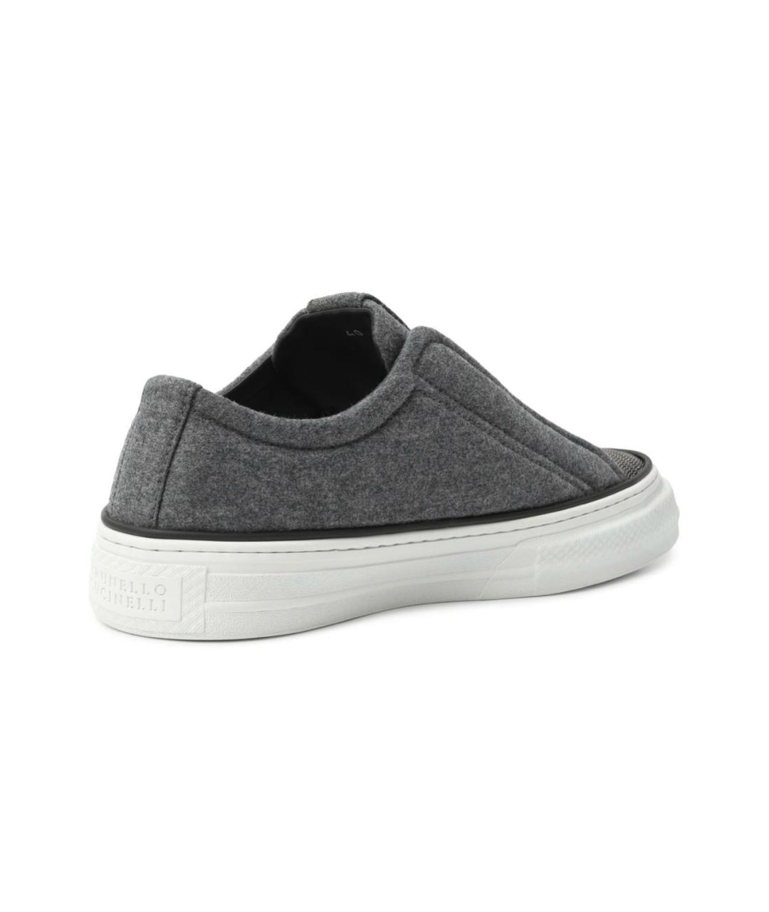 BRUNELLO CUCINELLI Серые текстильные слипоны, фото 4