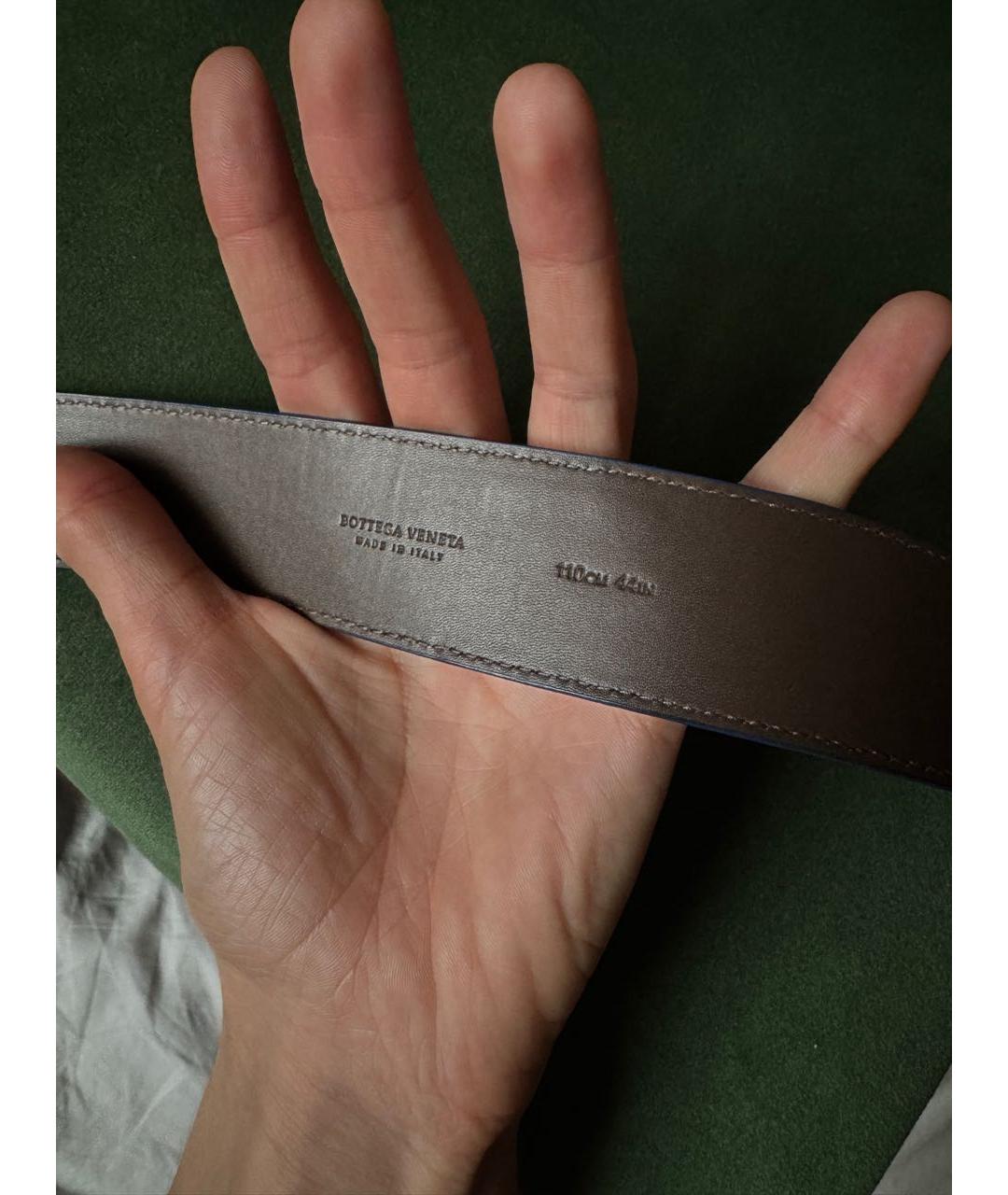 BOTTEGA VENETA Темно-синий кожаный ремень, фото 3