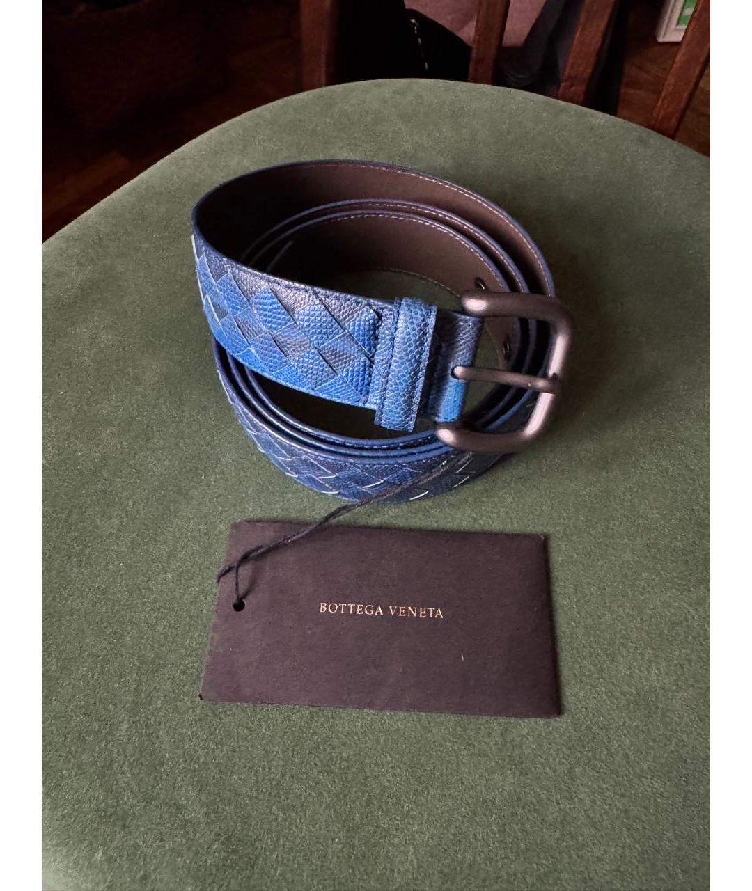 BOTTEGA VENETA Темно-синий кожаный ремень, фото 5