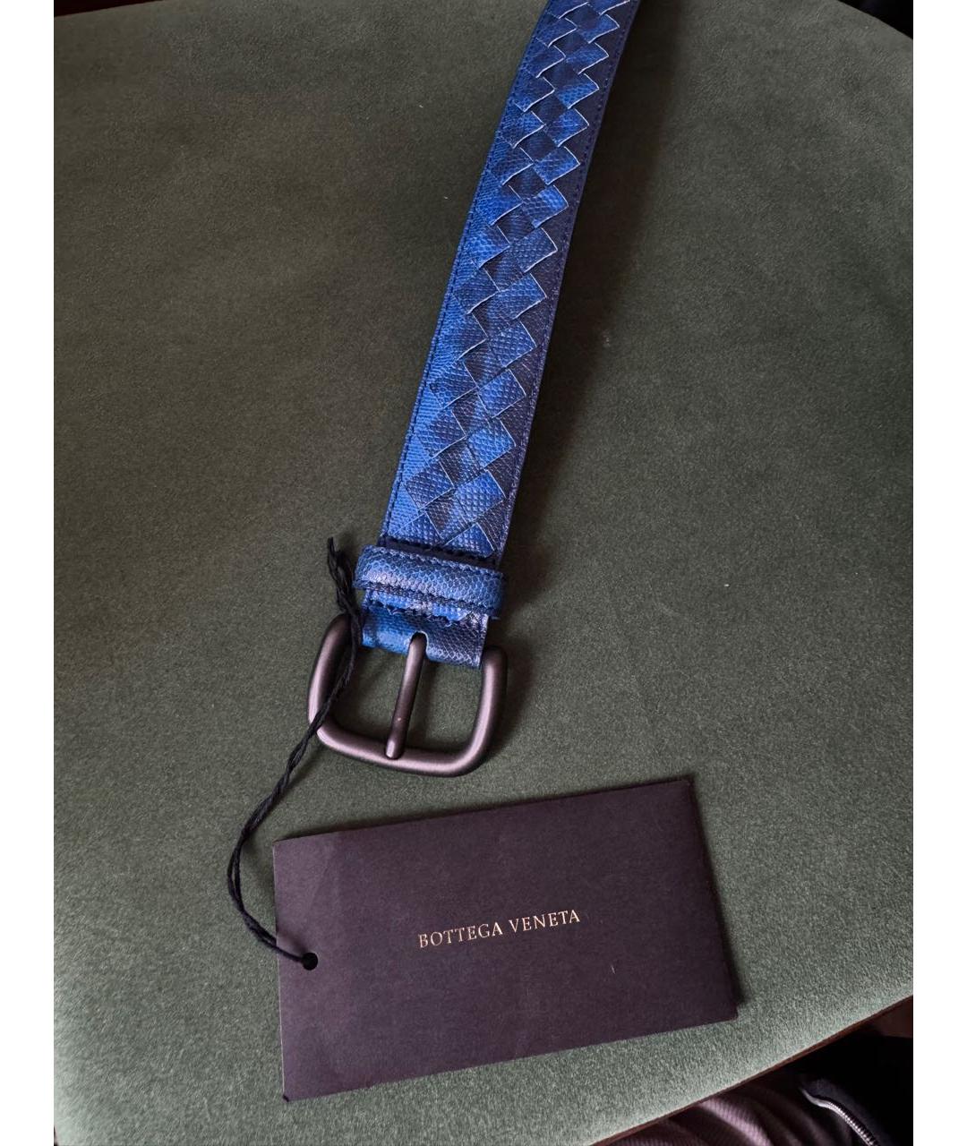 BOTTEGA VENETA Темно-синий кожаный ремень, фото 2