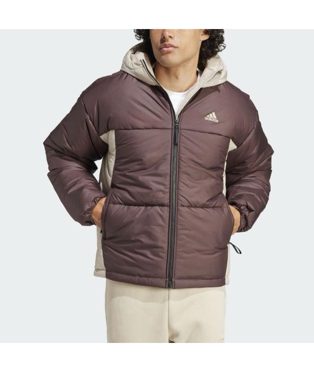 ADIDAS Бордовая полиэстеровая куртка, фото 2