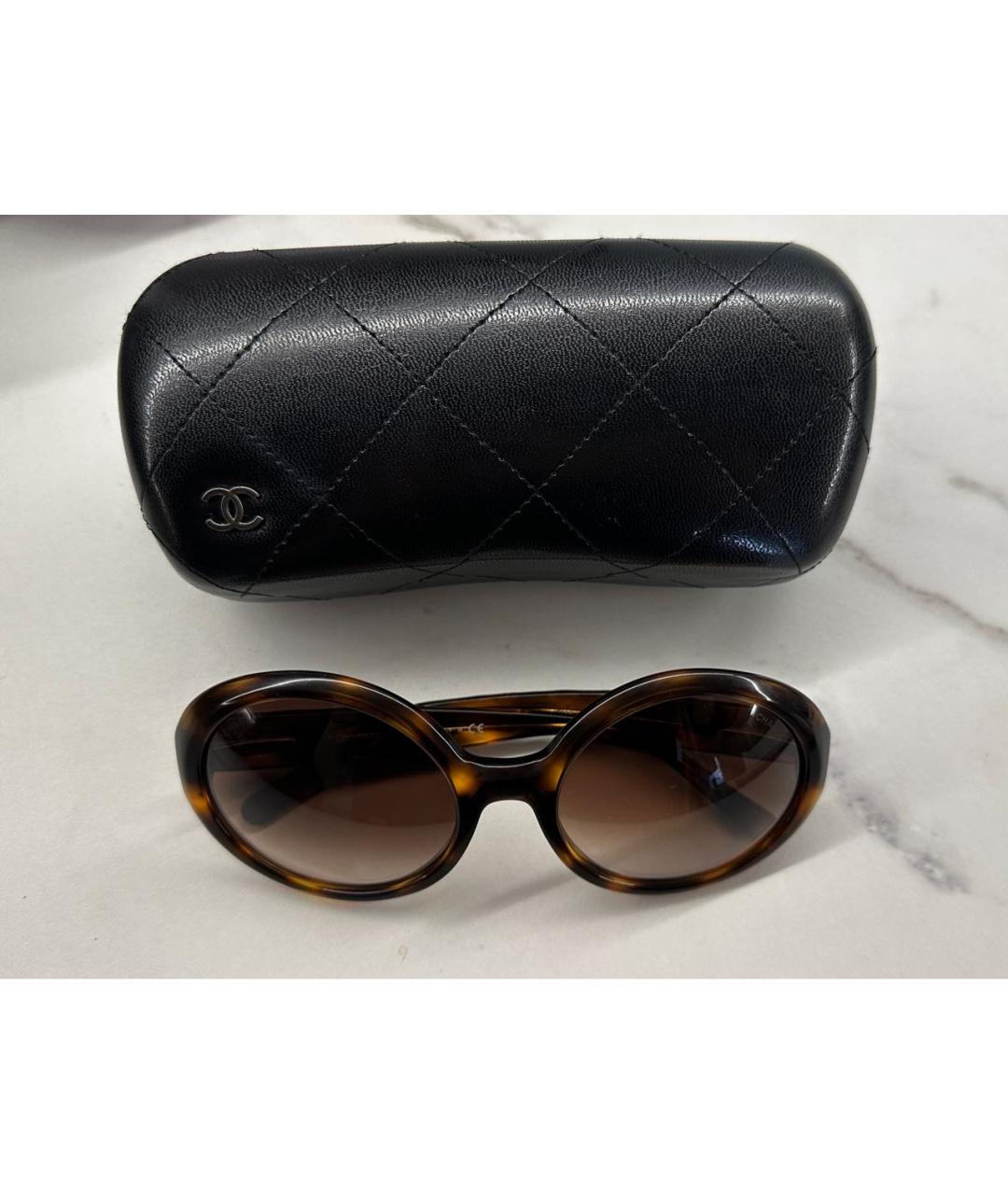 CHANEL Коричневые пластиковые солнцезащитные очки, фото 7