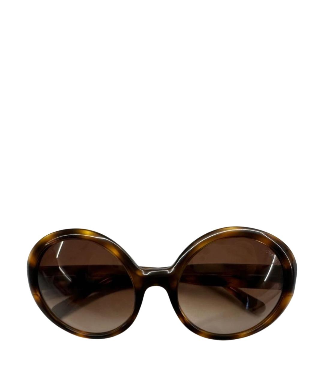 CHANEL Коричневые пластиковые солнцезащитные очки, фото 1
