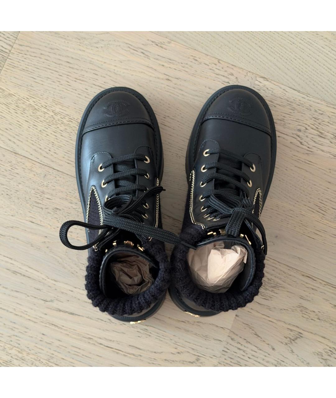 CHANEL Черные кожаные ботинки, фото 4