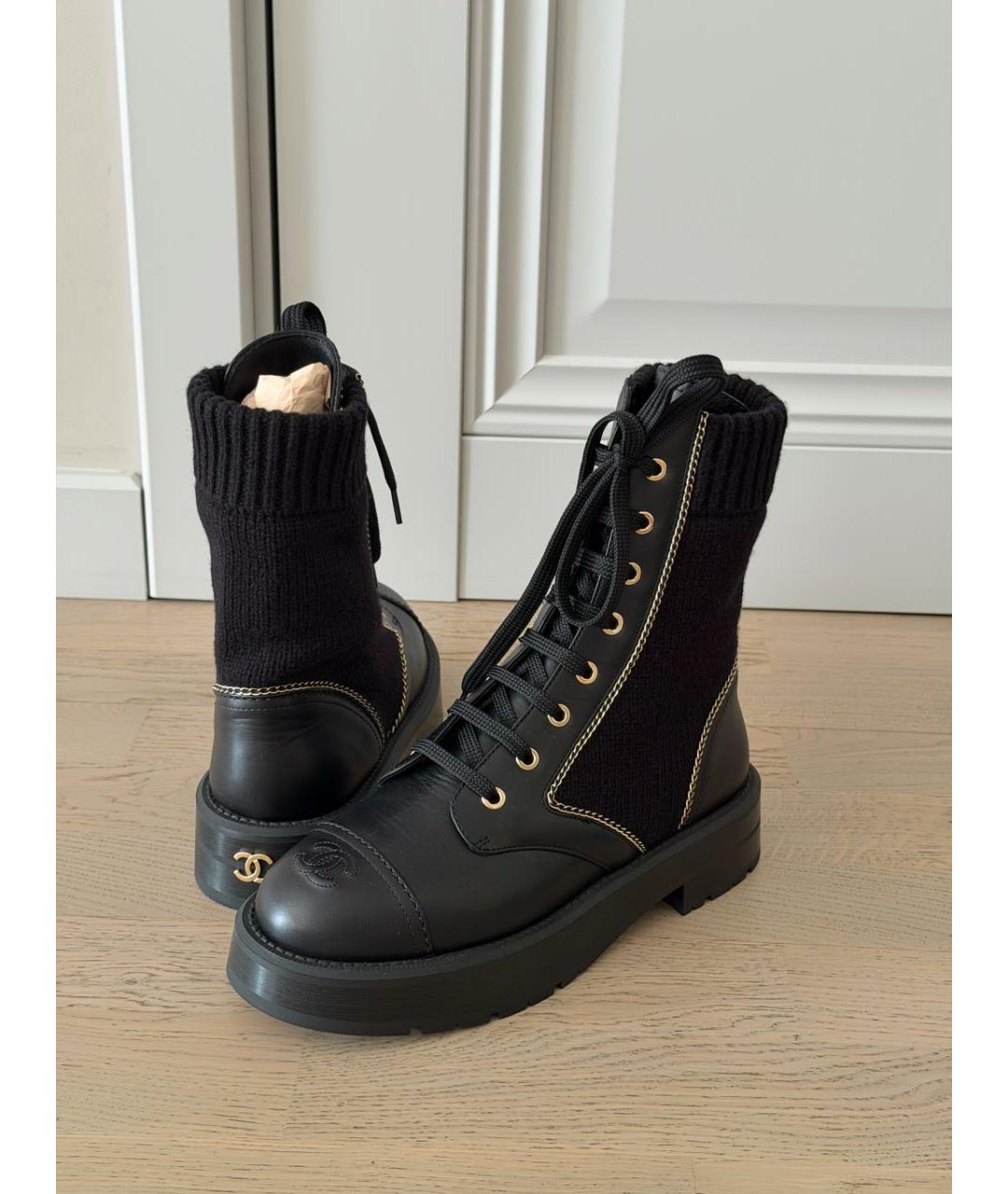 CHANEL Черные кожаные ботинки, фото 2