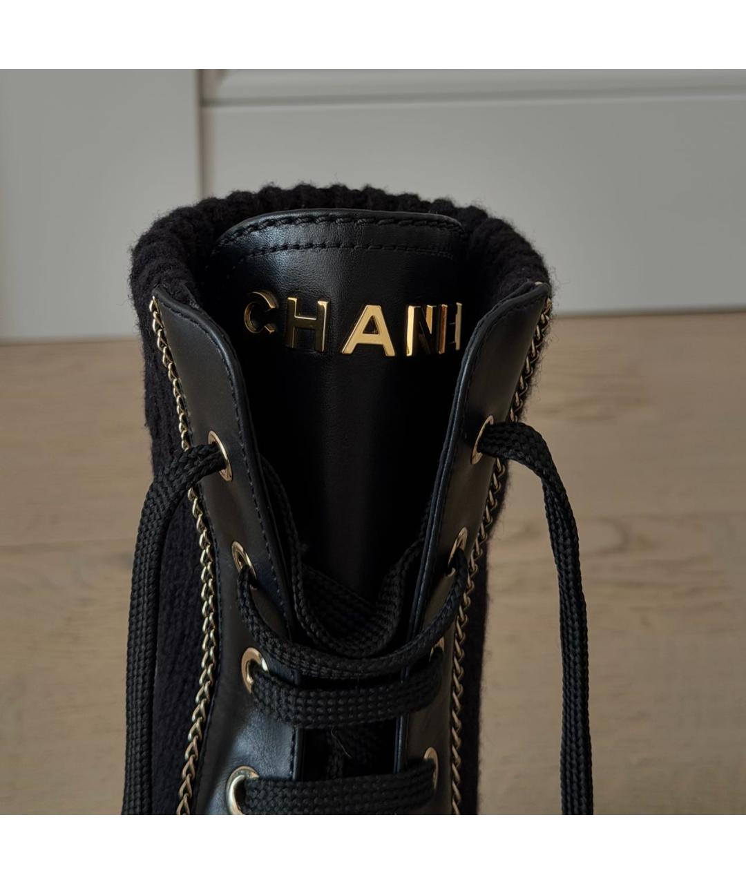 CHANEL Черные кожаные ботинки, фото 6