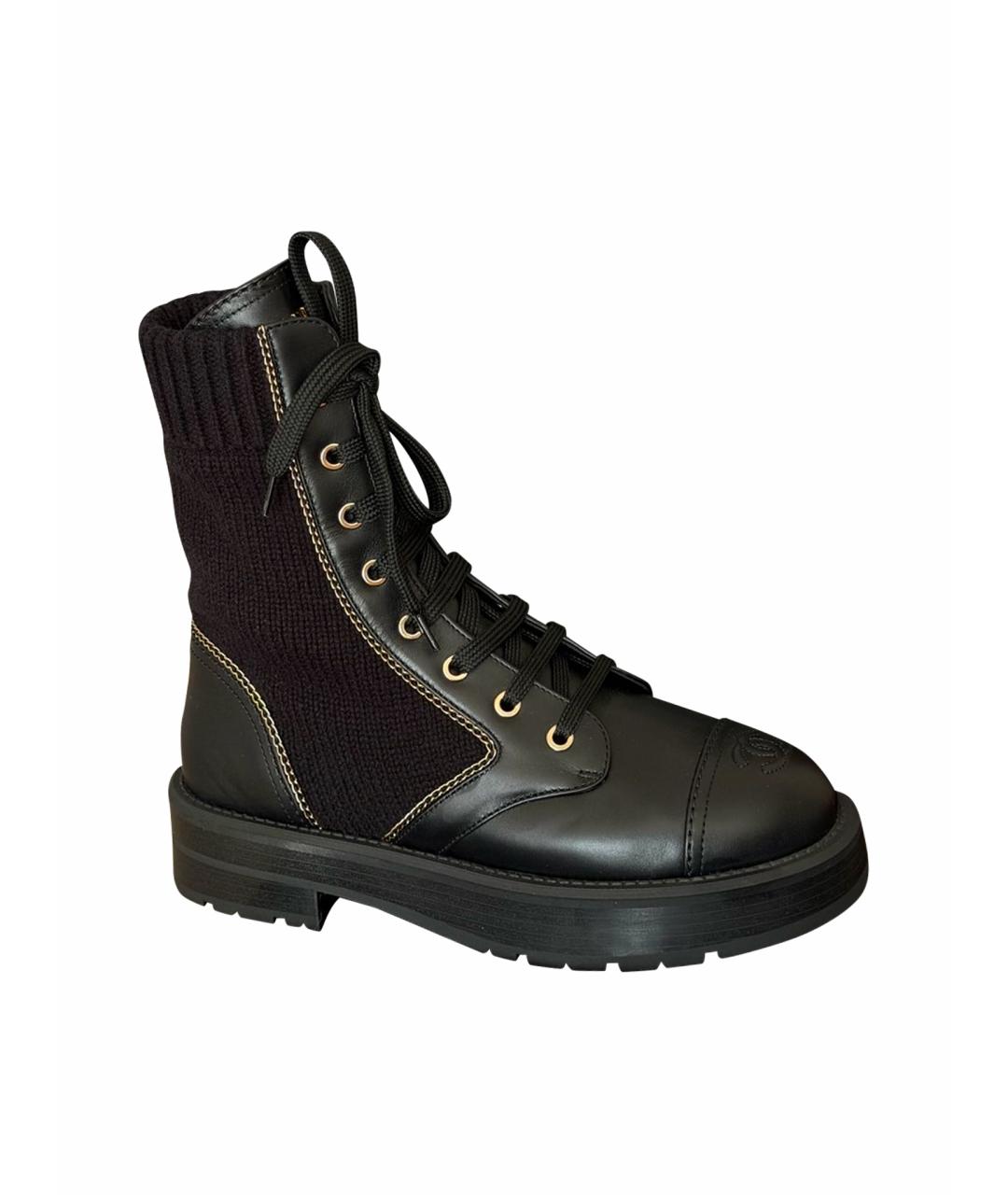 CHANEL Черные кожаные ботинки, фото 1