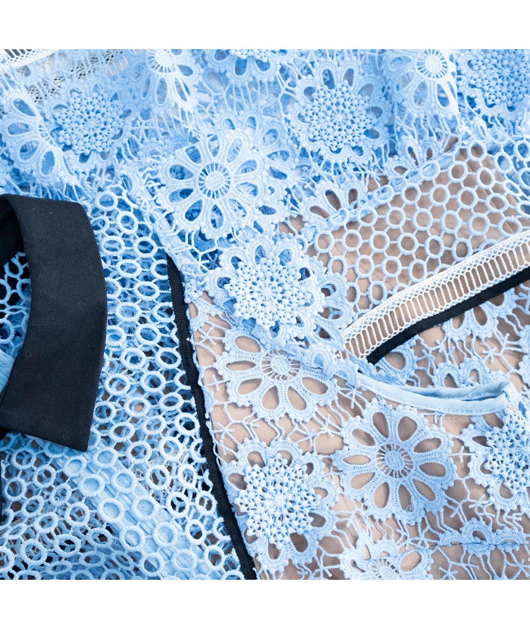 SELF-PORTRAIT Голубое полиэстеровое повседневное платье, фото 4