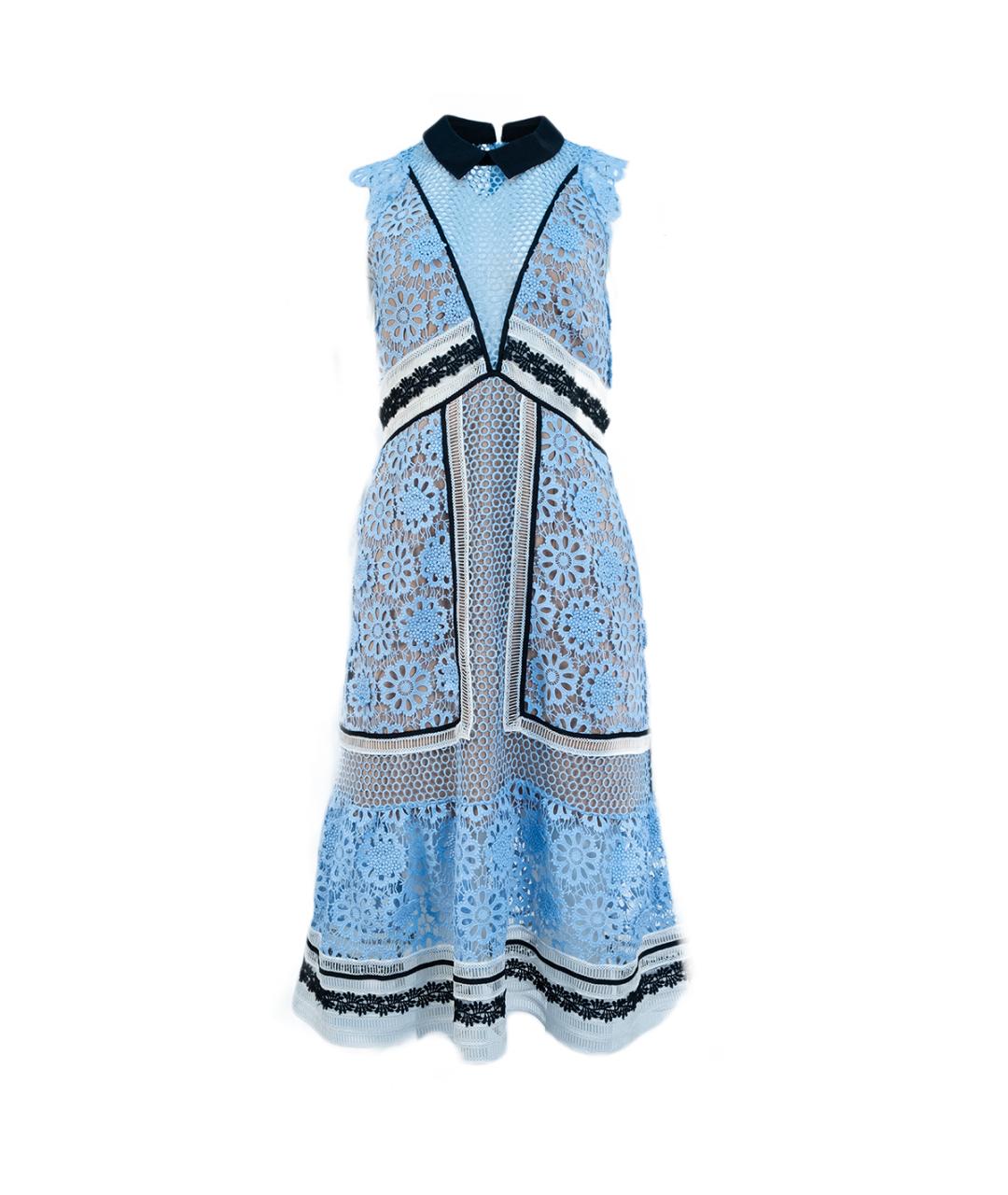 SELF-PORTRAIT Голубое полиэстеровое повседневное платье, фото 1