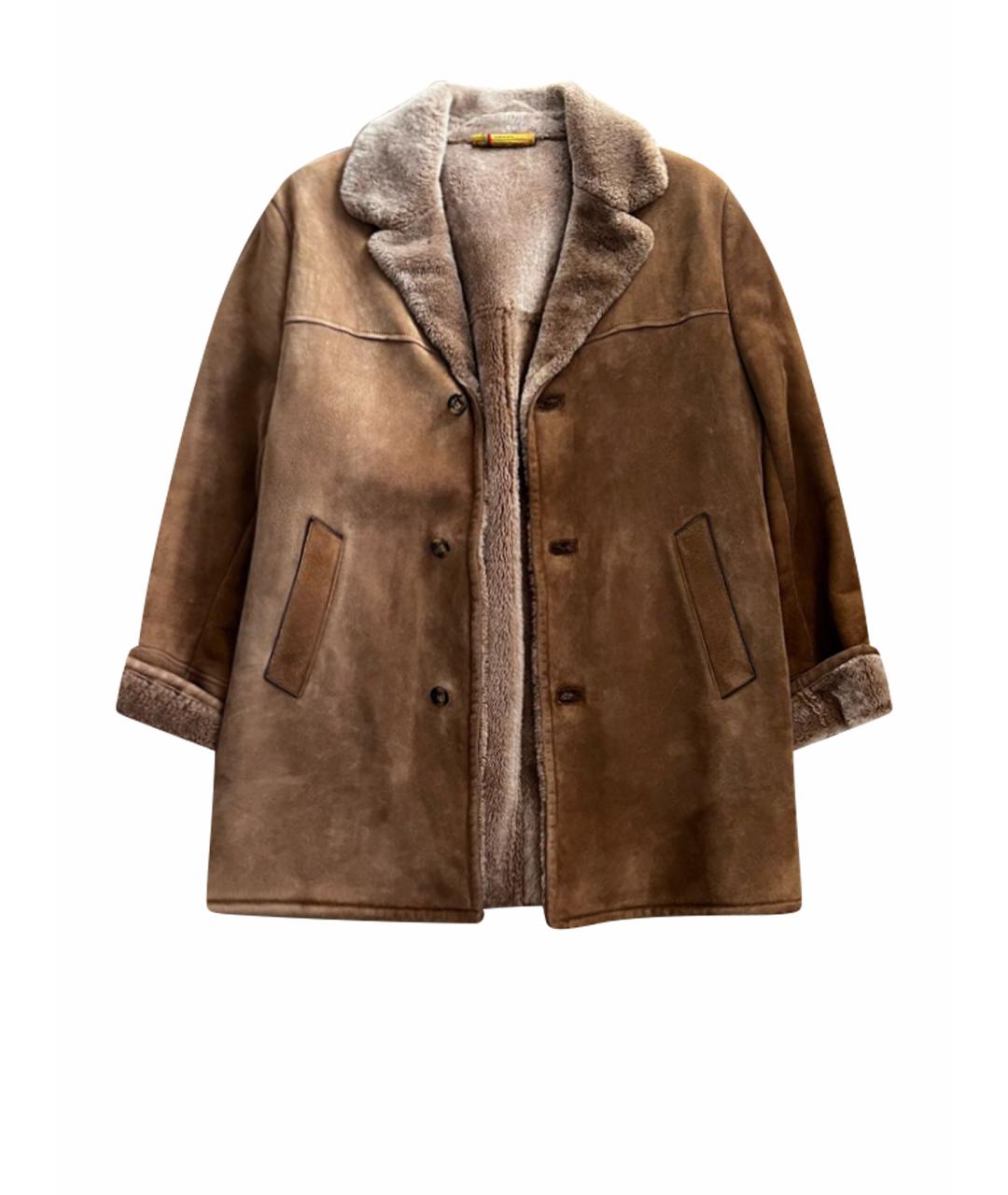 LORO PIANA Горчичная замшевая дубленка/шуба, фото 1