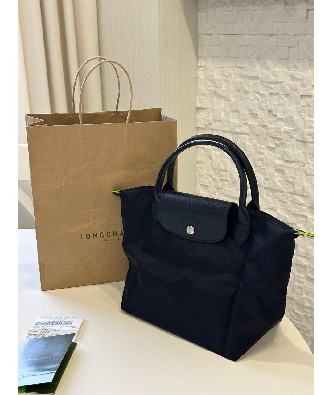 LONGCHAMP Черная тканевая сумка с короткими ручками, фото 2