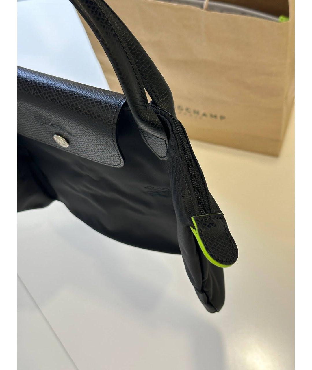 LONGCHAMP Черная тканевая сумка с короткими ручками, фото 4