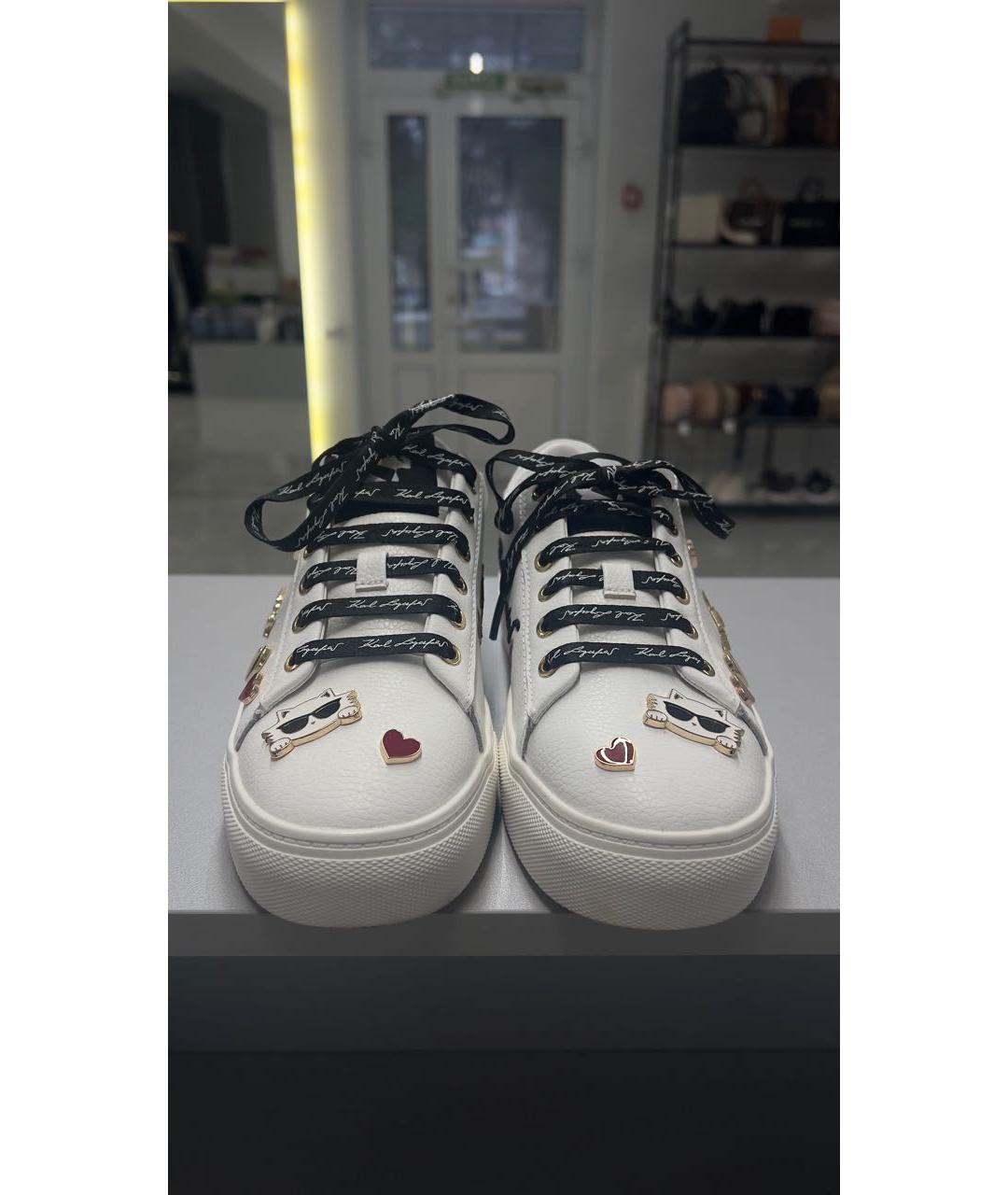 KARL LAGERFELD Белые кожаные низкие кроссовки / кеды, фото 2