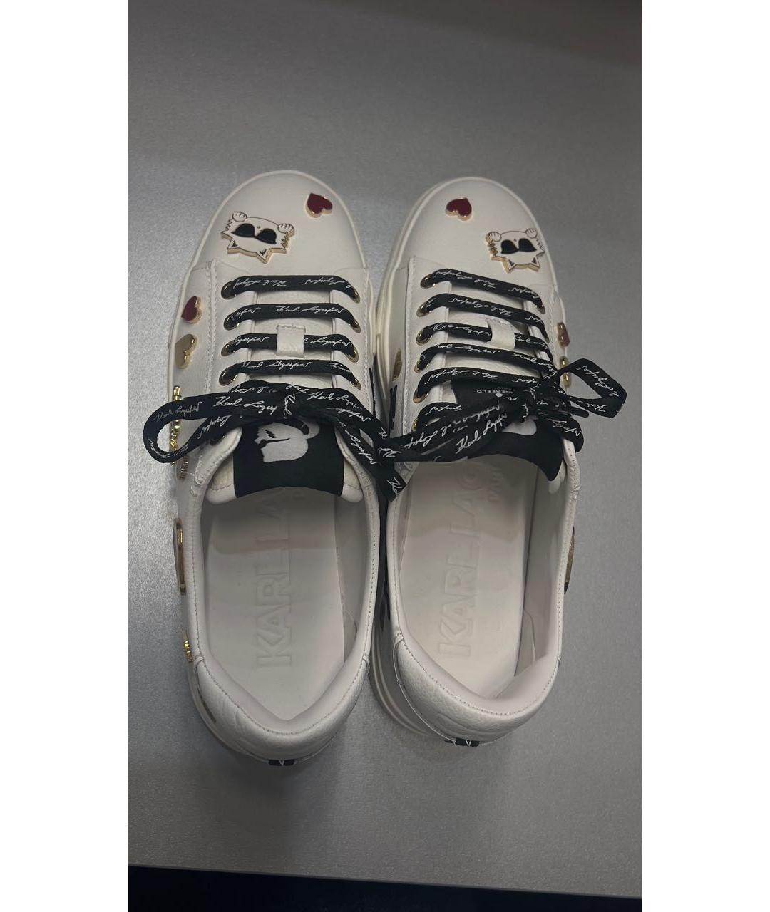 KARL LAGERFELD Белые кожаные низкие кроссовки / кеды, фото 3