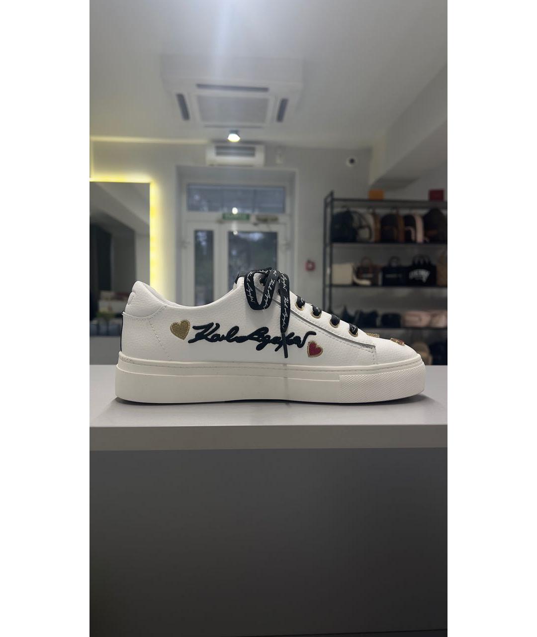 KARL LAGERFELD Белые кожаные низкие кроссовки / кеды, фото 5