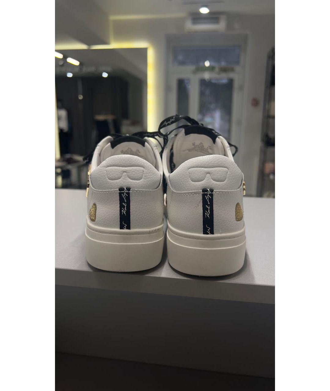 KARL LAGERFELD Белые кожаные низкие кроссовки / кеды, фото 4