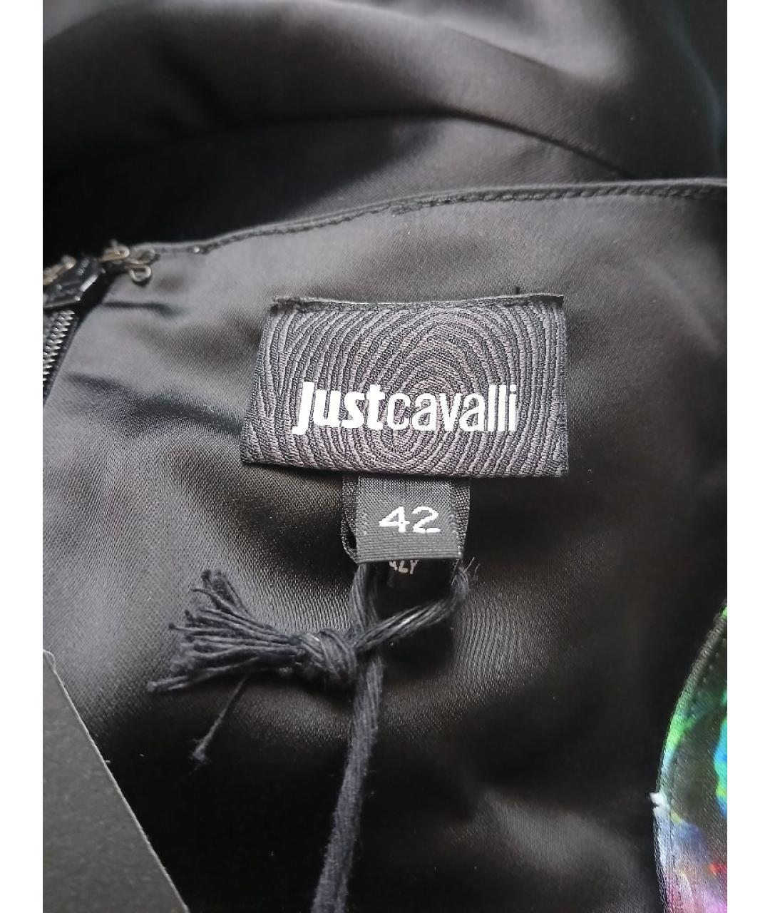 JUST CAVALLI Черное атласное коктейльное платье, фото 5