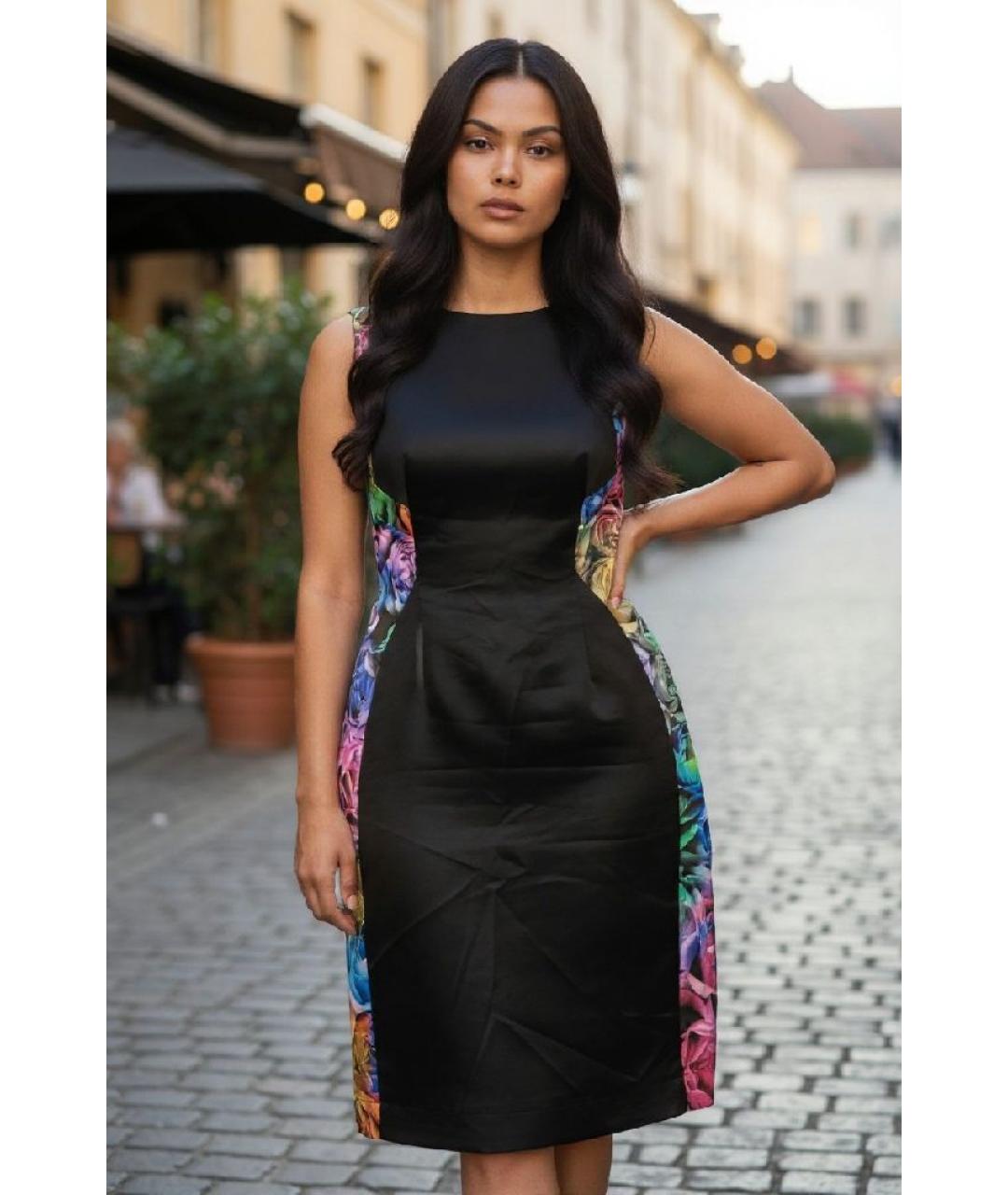 JUST CAVALLI Черное атласное коктейльное платье, фото 2
