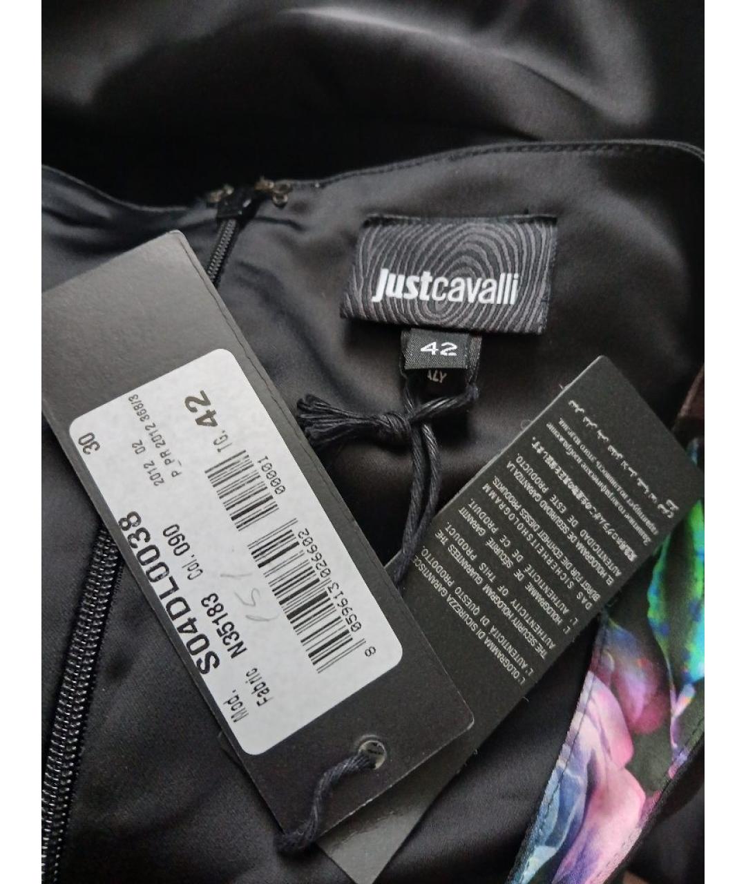 JUST CAVALLI Черное атласное коктейльное платье, фото 6