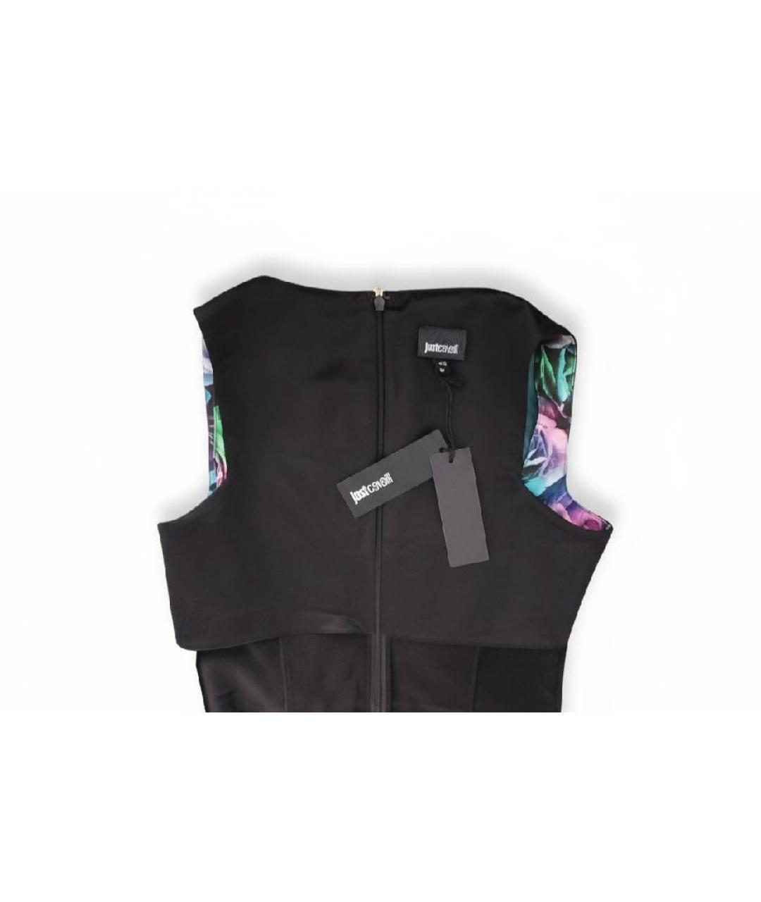 JUST CAVALLI Черное атласное коктейльное платье, фото 3