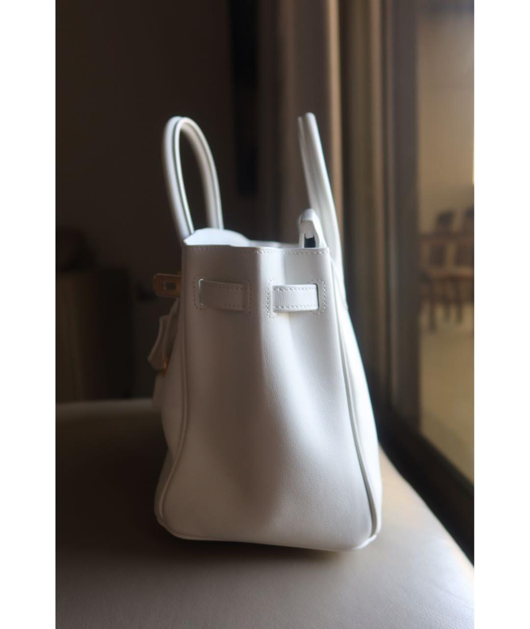 HERMES Белая кожаная сумка с короткими ручками, фото 3