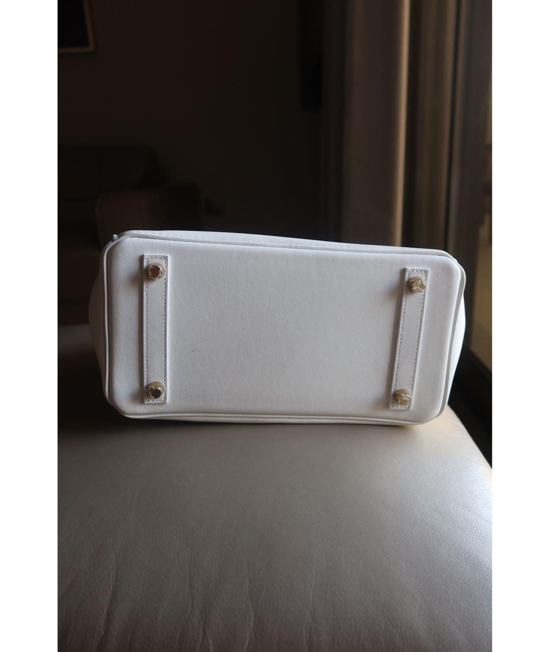 HERMES Белая кожаная сумка с короткими ручками, фото 4